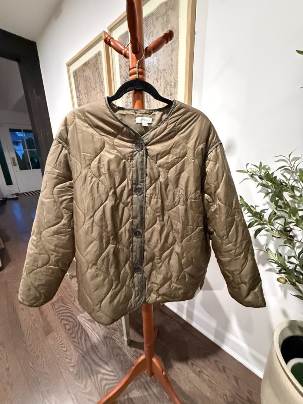 Topshop Khaki Quilted Liner Jacket Size S US 4-6